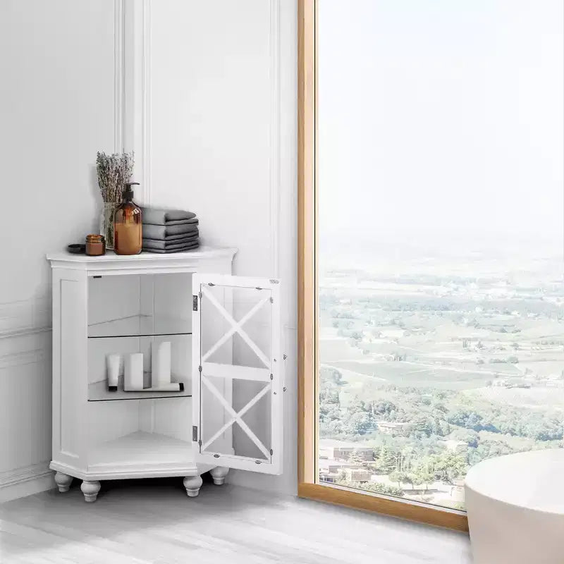 Blue Ridge Freestanding Wooden Corner Floor Cabinet