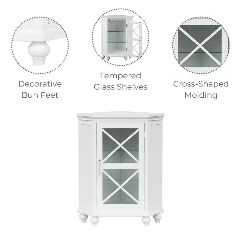 Blue Ridge Freestanding Wooden Corner Floor Cabinet