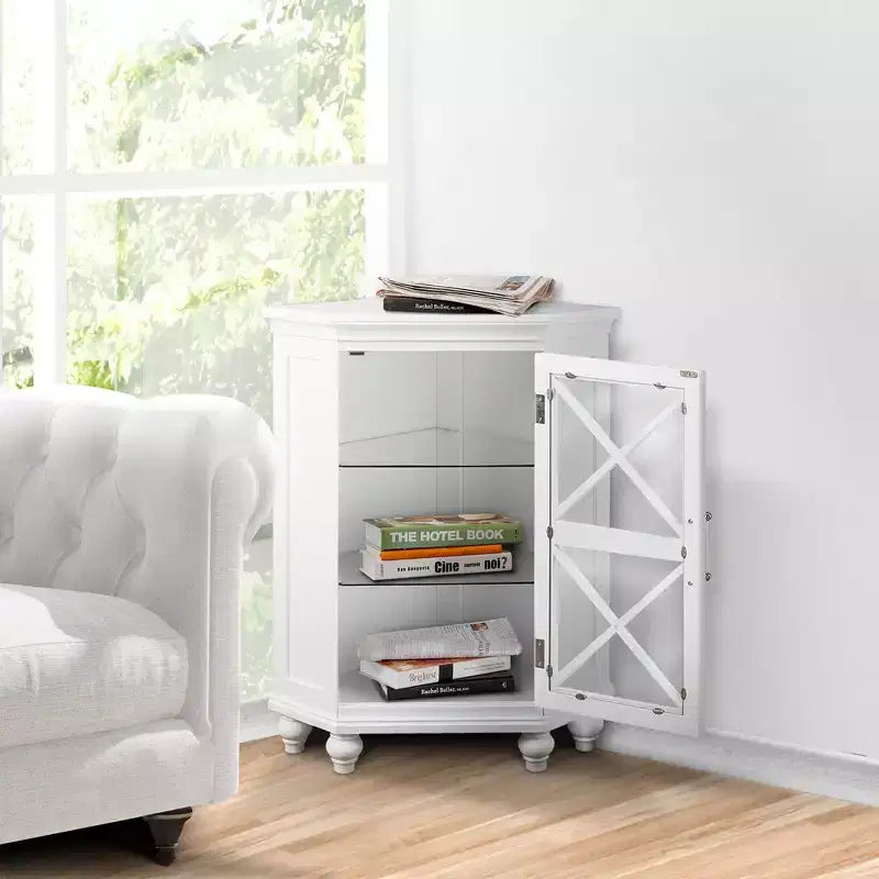 Blue Ridge Freestanding Wooden Corner Floor Cabinet