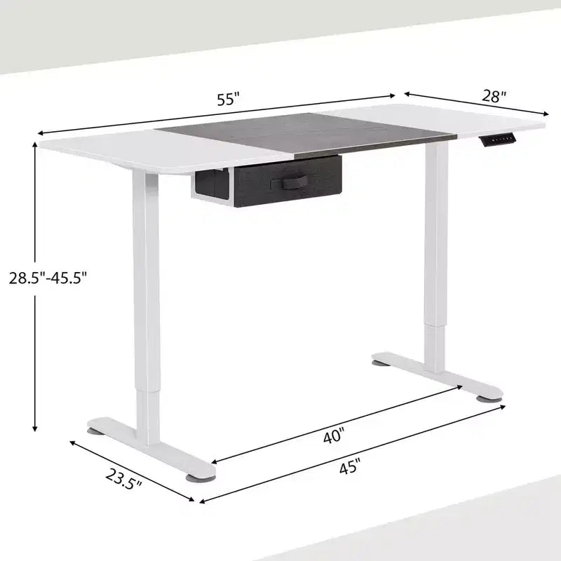 Electric Standing Desk 139.7 cm × 71.1 cm Height Adjustable Sit Stand with USB Charging Port Natural/Black/Grey/Brown/White