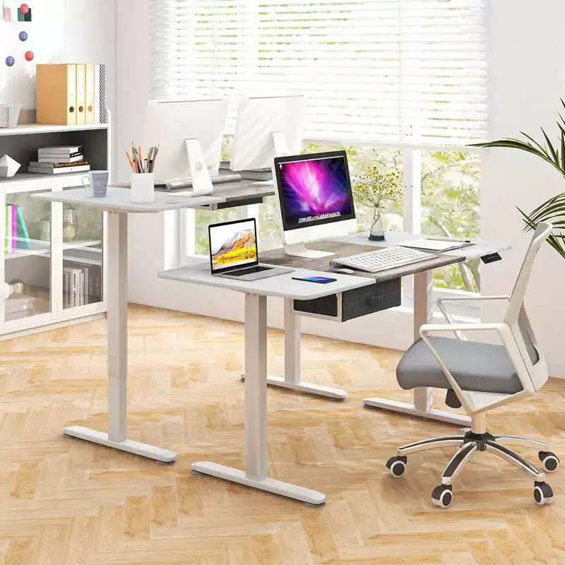 Electric Standing Desk 139.7 cm × 71.1 cm Height Adjustable Sit Stand with USB Charging Port Natural/Black/Grey/Brown/White