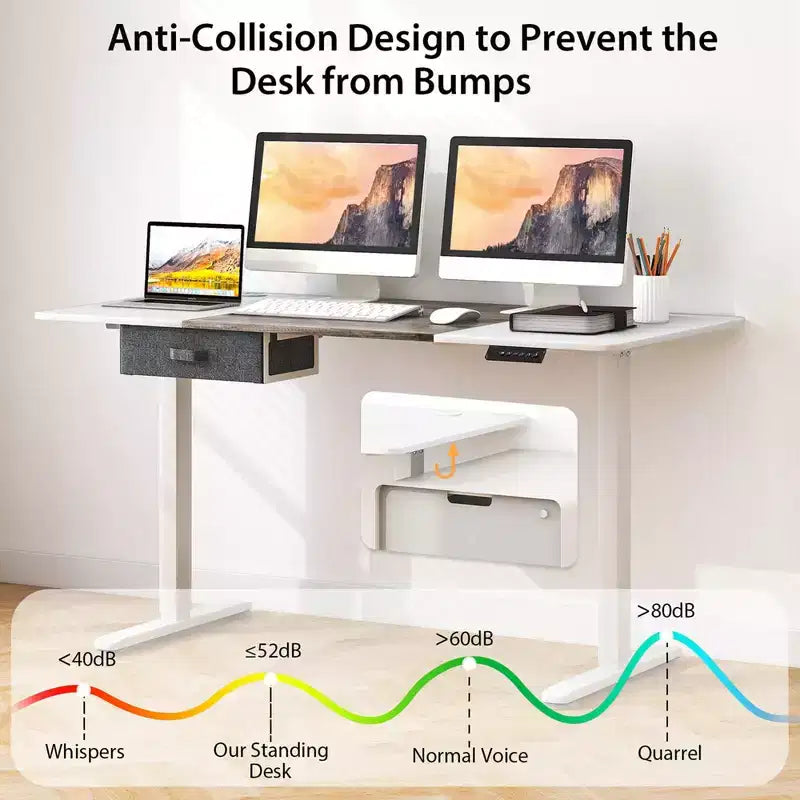 Electric Standing Desk 139.7 cm × 71.1 cm Height Adjustable Sit Stand with USB Charging Port Natural/Black/Grey/Brown/White