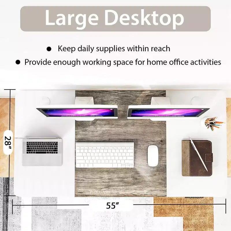 Electric Standing Desk 139.7 cm × 71.1 cm Height Adjustable Sit Stand with USB Charging Port Natural/Black/Grey/Brown/White