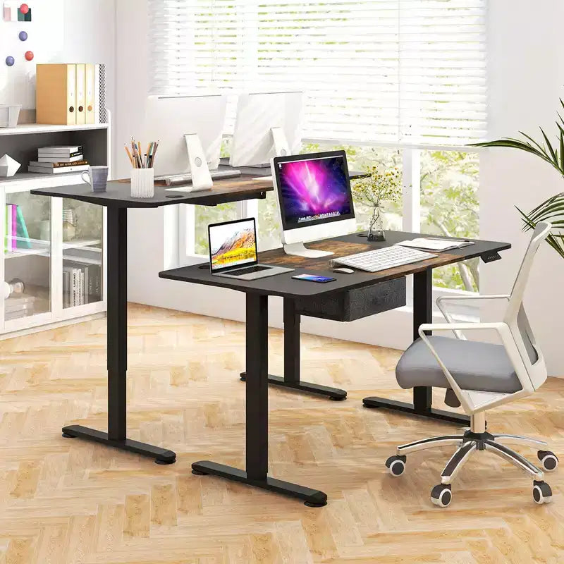 Electric Standing Desk 139.7 cm × 71.1 cm Height Adjustable Sit Stand with USB Charging Port Natural/Black/Grey/Brown/White