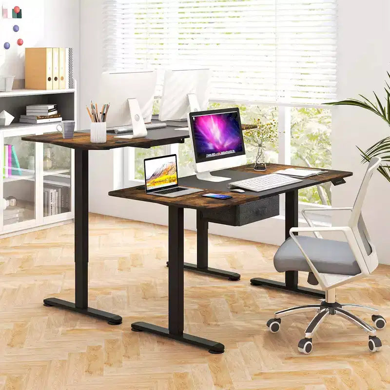 Electric Standing Desk 139.7 cm × 71.1 cm Height Adjustable Sit Stand with USB Charging Port Natural/Black/Grey/Brown/White