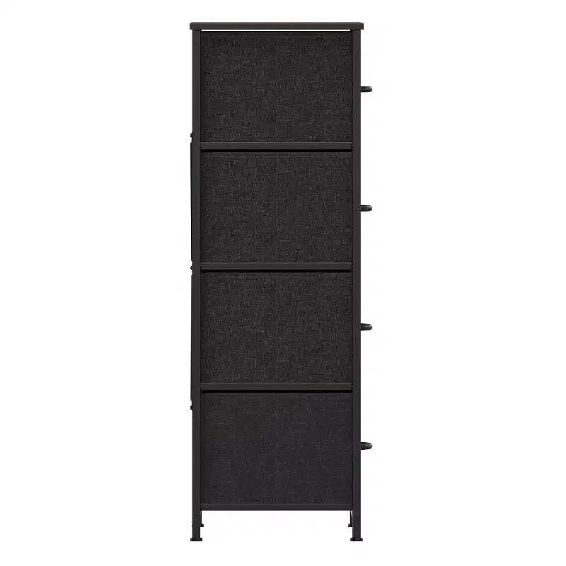 Harris 4 Drawer Vertical Storage Dresser with Cast Iron Frame, Wood Top and Easy Pull Engineered Wood Drawers with Wooden Handles