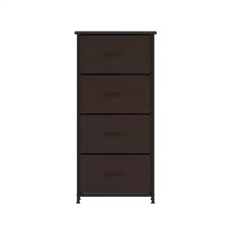 Harris 4 Drawer Vertical Storage Dresser with Cast Iron Frame, Wood Top and Easy Pull Engineered Wood Drawers with Wooden Handles