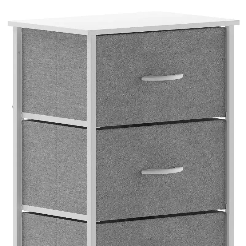 Harris 4 Drawer Vertical Storage Dresser with Cast Iron Frame, Wood Top and Easy Pull Engineered Wood Drawers with Wooden Handles