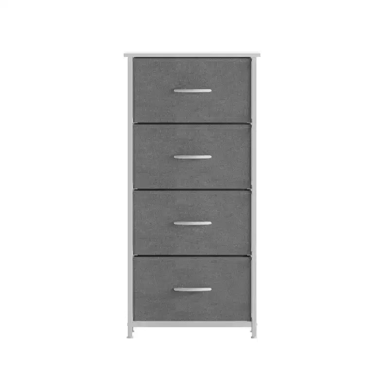 Harris 4 Drawer Vertical Storage Dresser with Cast Iron Frame, Wood Top and Easy Pull Engineered Wood Drawers with Wooden Handles