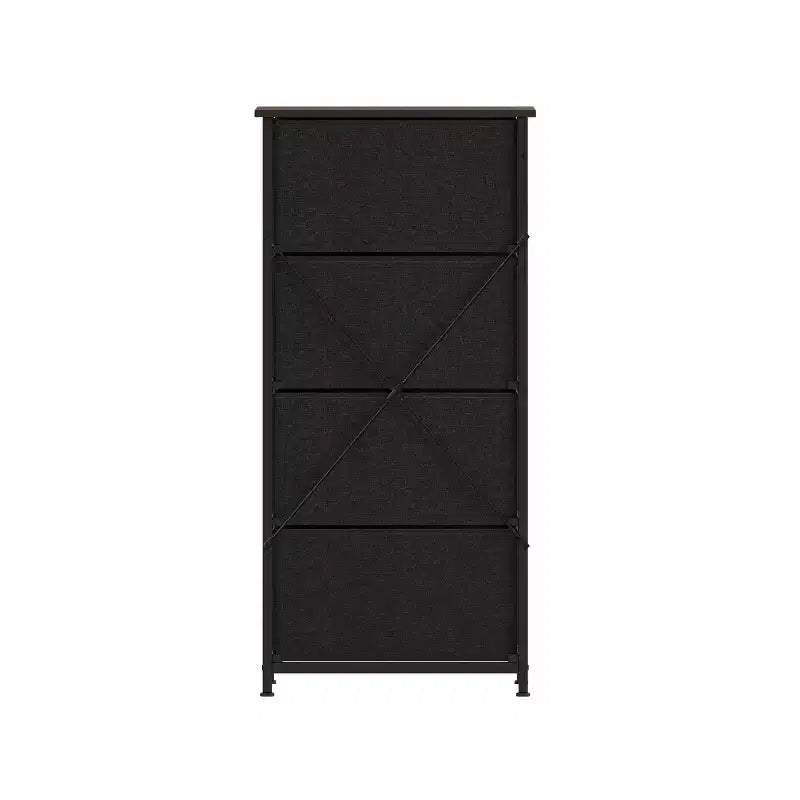 Harris 4 Drawer Vertical Storage Dresser with Cast Iron Frame, Wood Top and Easy Pull Engineered Wood Drawers with Wooden Handles