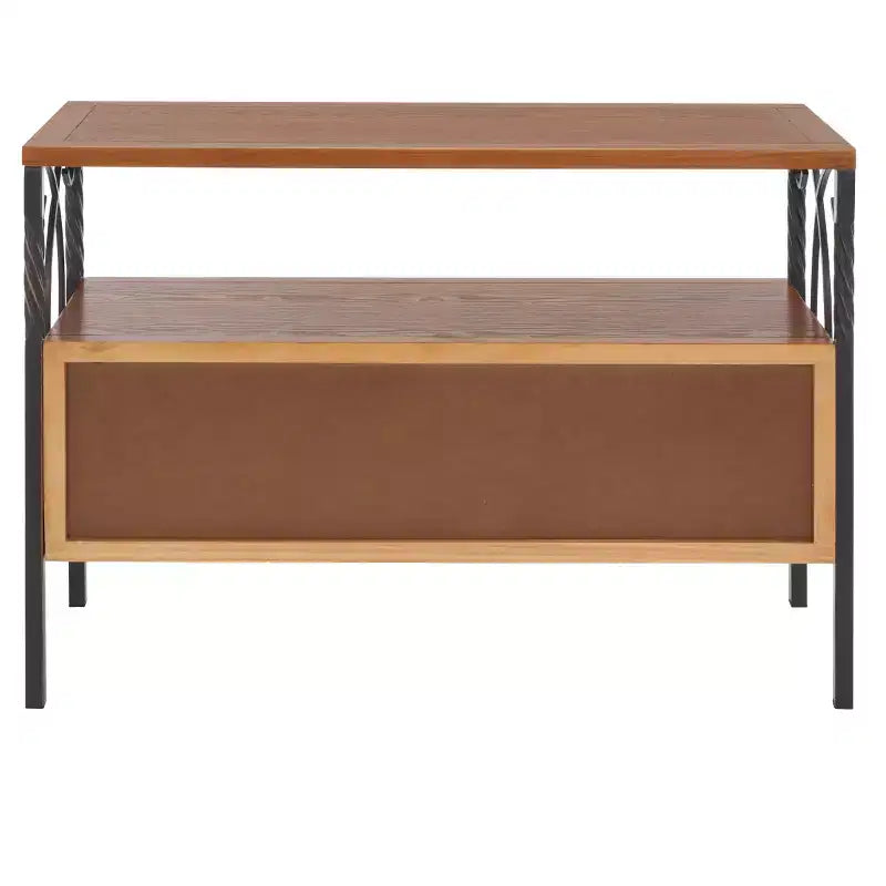Industrial Pine Media Console with Drawers & Open Shelf
