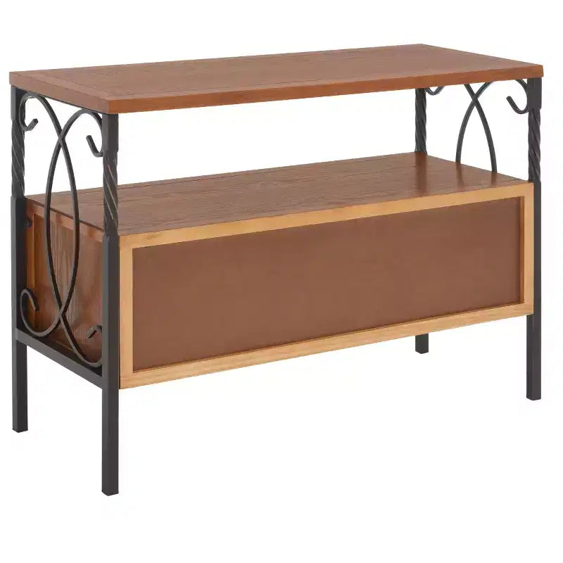 Industrial Pine Media Console with Drawers & Open Shelf