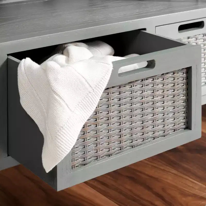 Industrial Pine Media Console with Drawers & Open Shelf