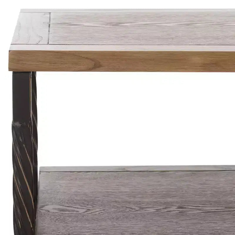 Industrial Pine Media Console with Drawers & Open Shelf