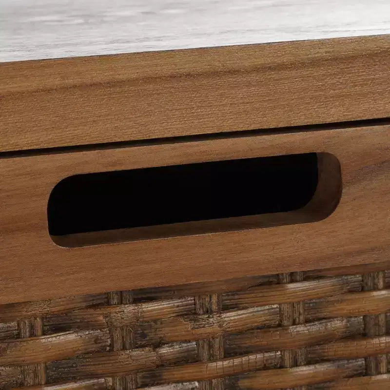 Industrial Pine Media Console with Drawers & Open Shelf