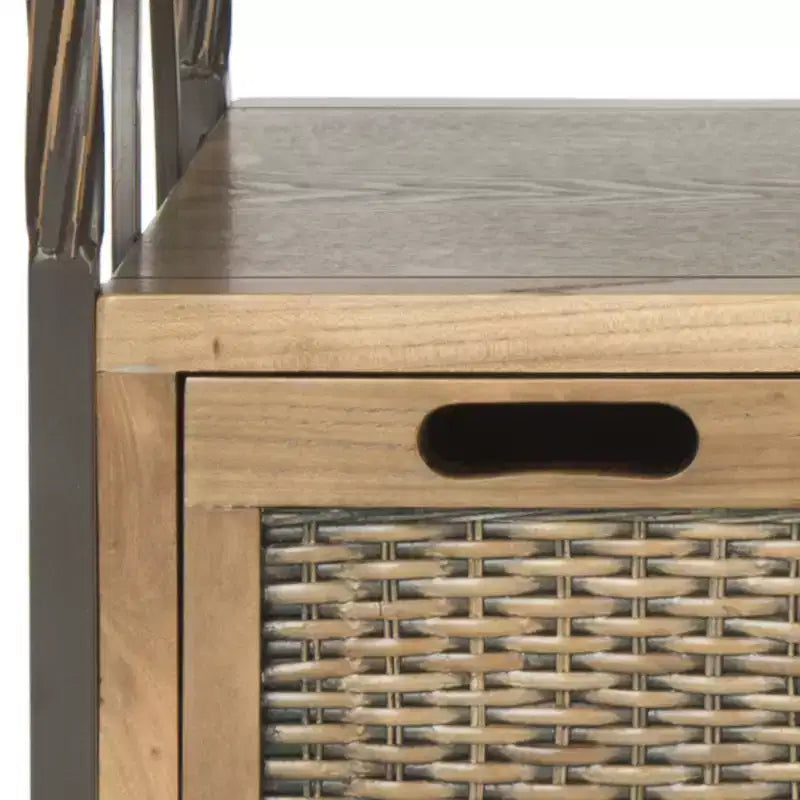 Industrial Pine Media Console with Drawers & Open Shelf