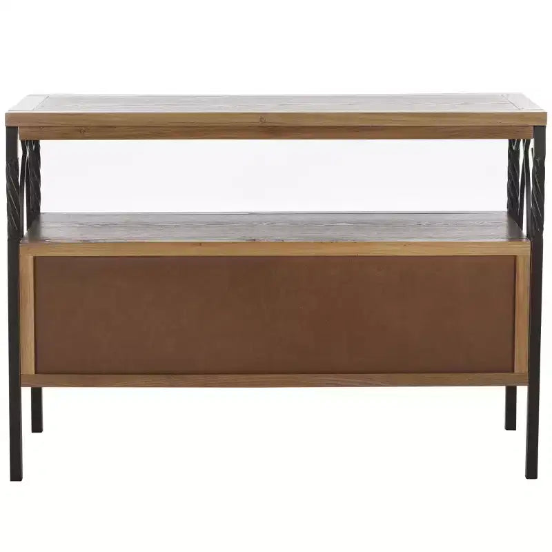 Industrial Pine Media Console with Drawers & Open Shelf
