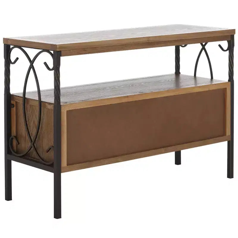 Industrial Pine Media Console with Drawers & Open Shelf