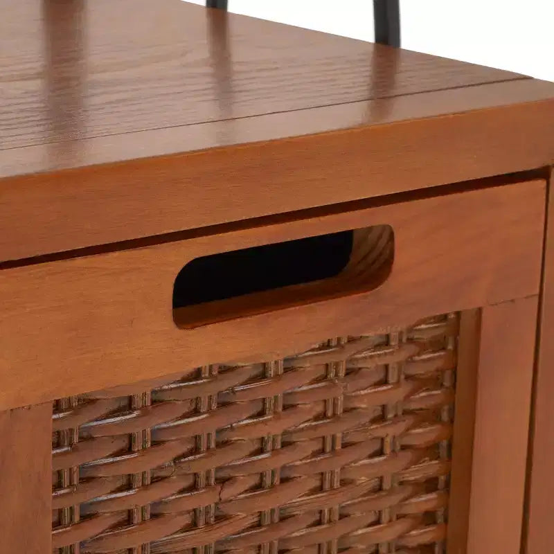 Industrial Pine Media Console with Drawers & Open Shelf