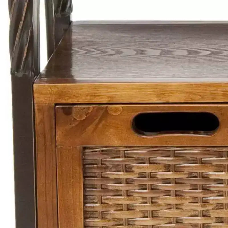 Industrial Pine Media Console with Drawers & Open Shelf