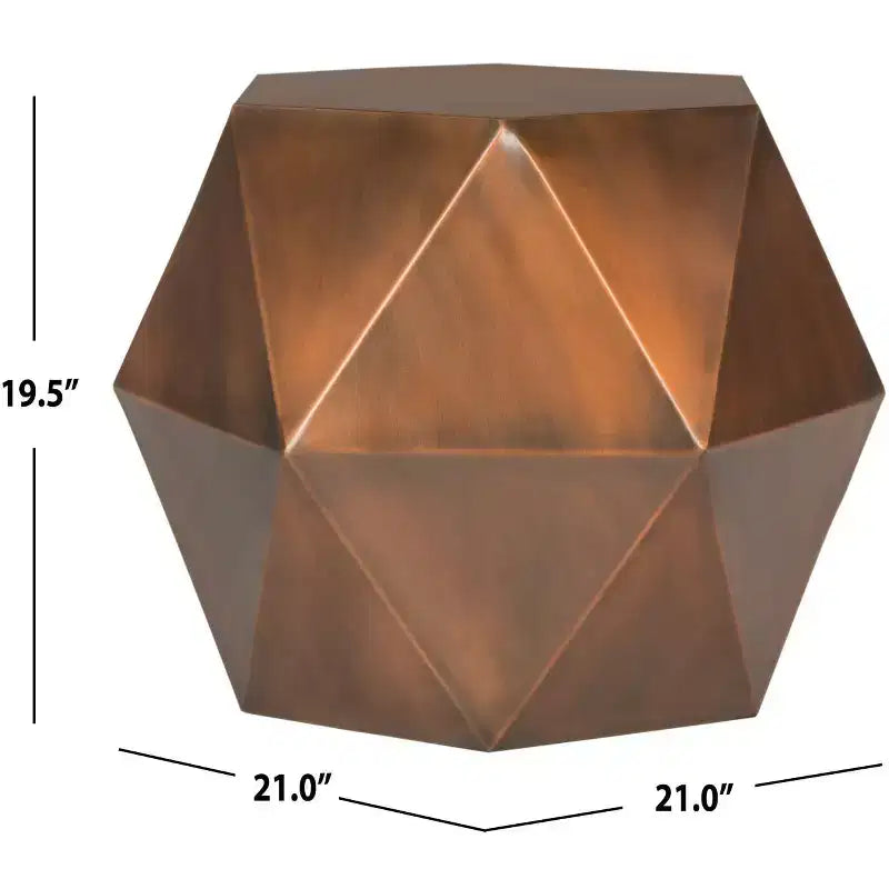 Faceted Iron Side Table - Copper