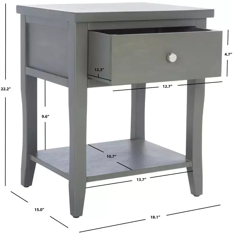Wood Nightstand with Drawer and Open Shelf