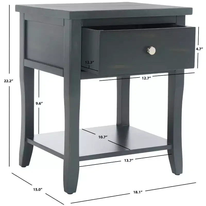 Wood Nightstand with Drawer and Open Shelf