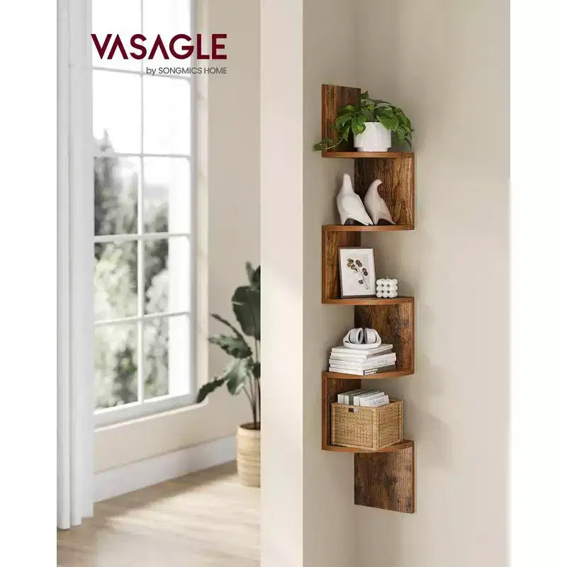 Corner Shelf, 5-Tier Floating Wall Shelf Plant Shelf