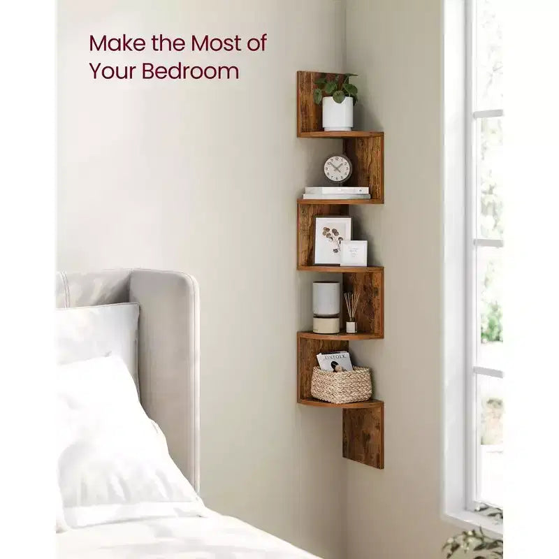 Corner Shelf, 5-Tier Floating Wall Shelf Plant Shelf