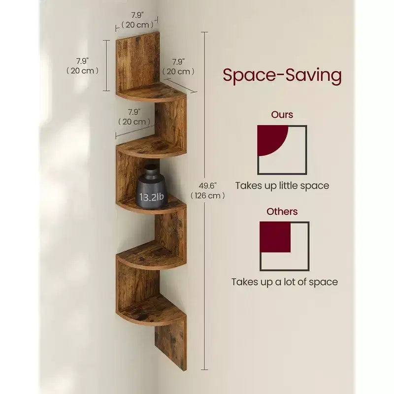 Corner Shelf, 5-Tier Floating Wall Shelf Plant Shelf