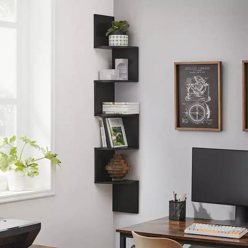 Corner Shelf, 5-Tier Floating Wall Shelf Plant Shelf