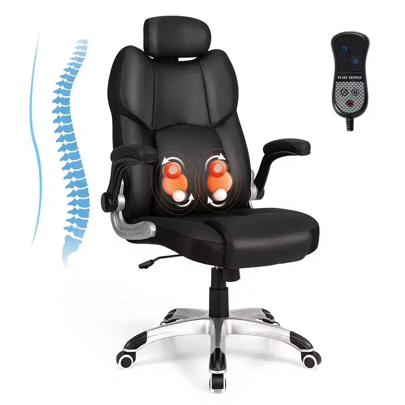 Kneading Massage Office Chair Height Adjustable Swivel Chair with Flip-up Armrests