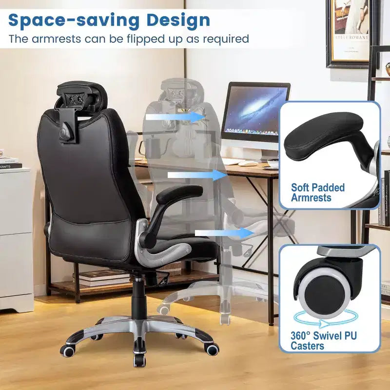 Kneading Massage Office Chair Height Adjustable Swivel Chair with Flip-up Armrests