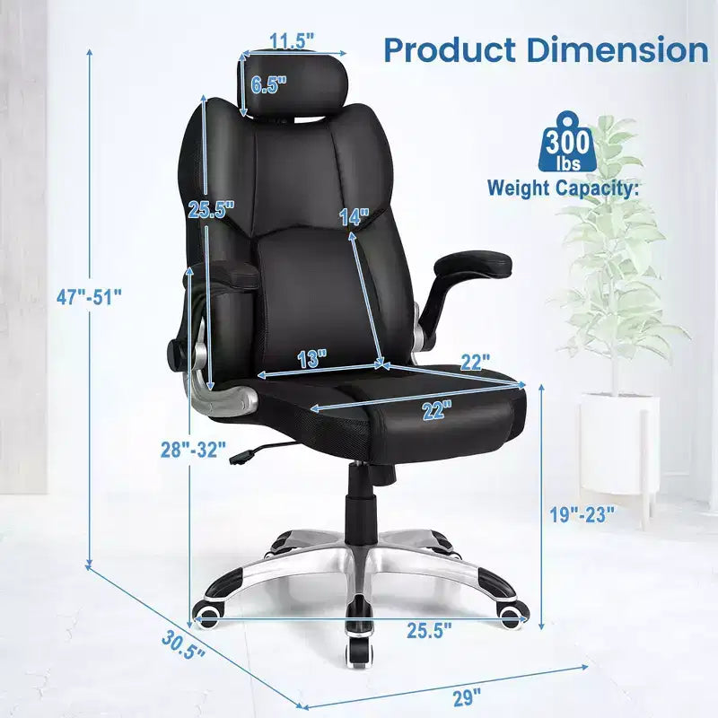 Kneading Massage Office Chair Height Adjustable Swivel Chair with Flip-up Armrests