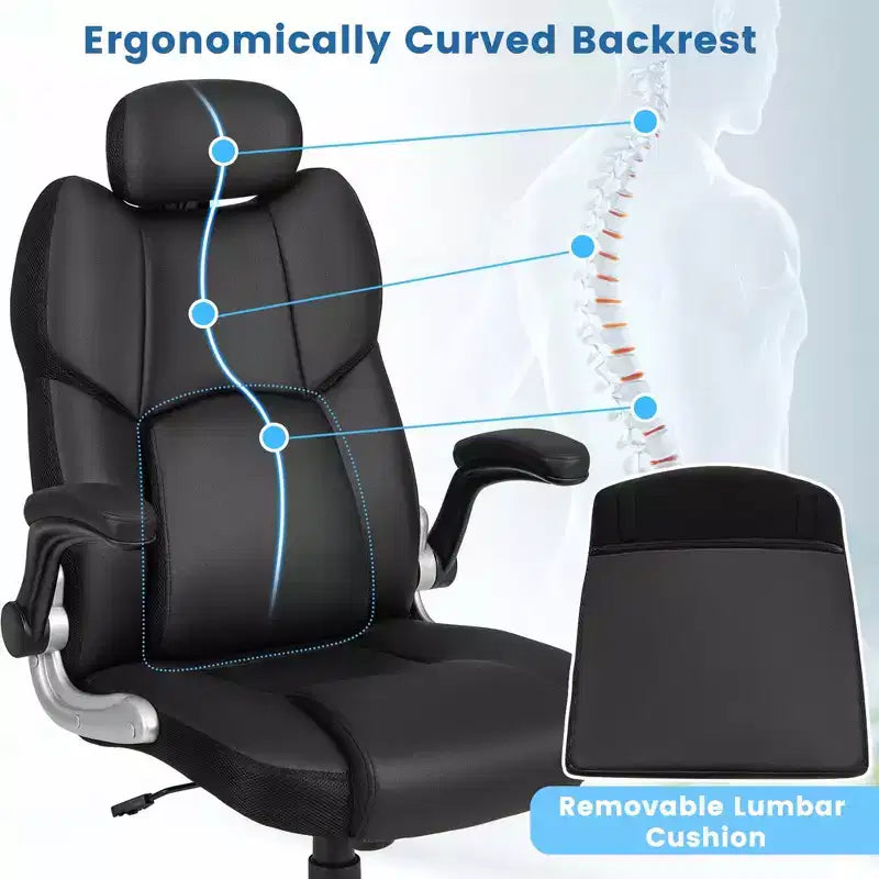 Kneading Massage Office Chair Height Adjustable Swivel Chair with Flip-up Armrests
