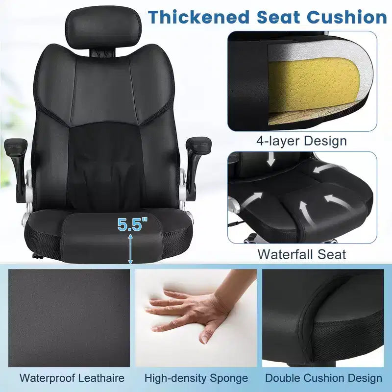 Kneading Massage Office Chair Height Adjustable Swivel Chair with Flip-up Armrests