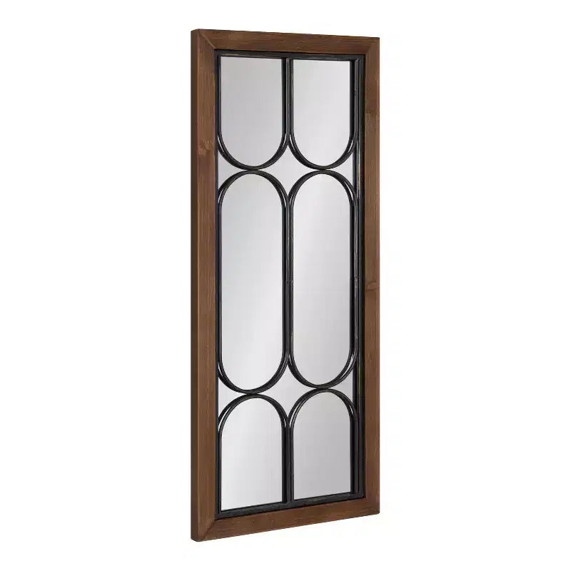 Spechett Decorative Windowpane Mirror, 13x30, Walnut Brown