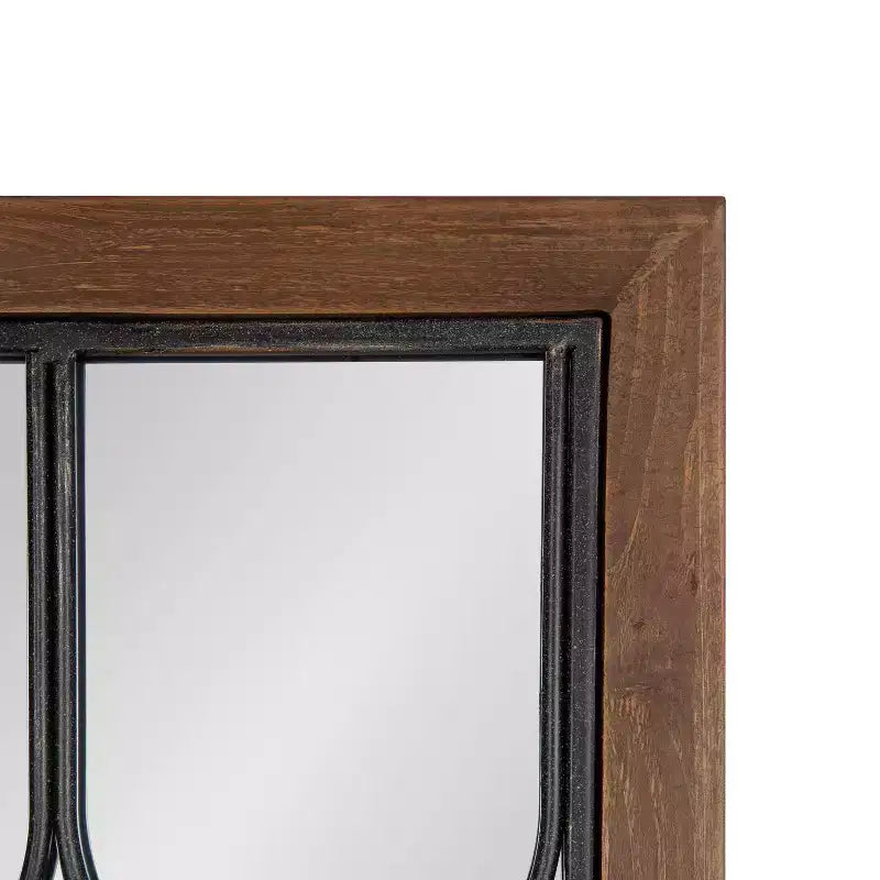 Decorative Windowpane Wall Mirror 33×76 cm Walnut Brown