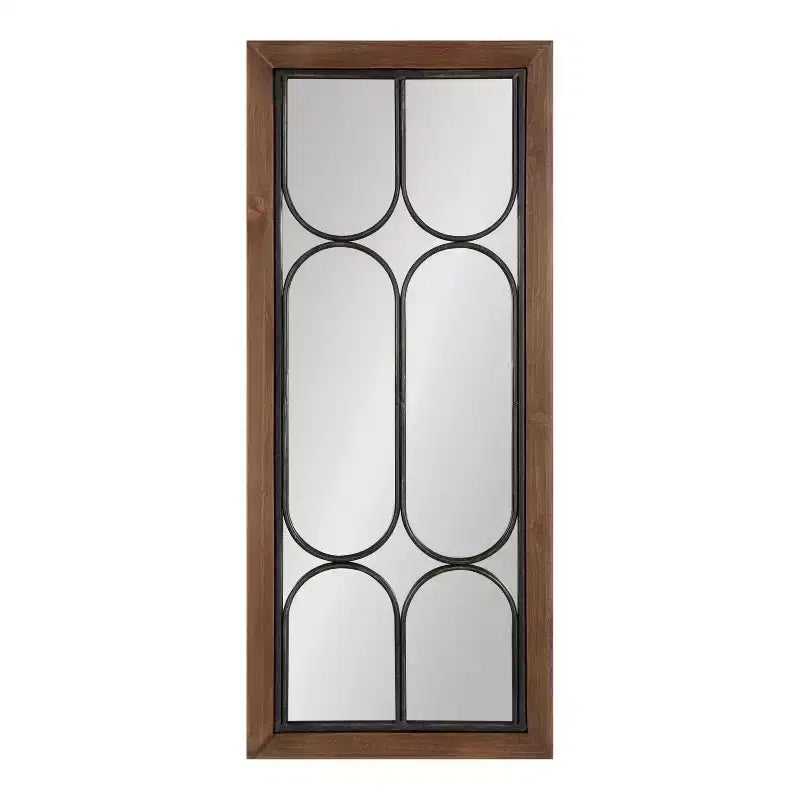 Decorative Windowpane Wall Mirror 33×76 cm Walnut Brown