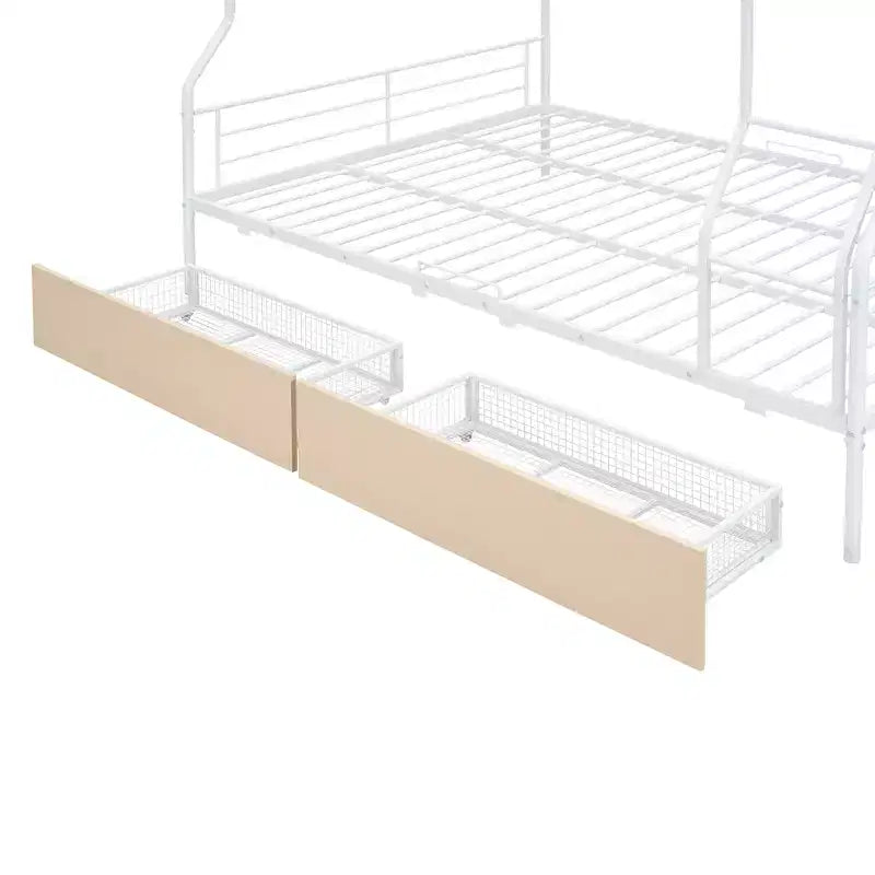 Metal Bunk Bed, Upper Area for an Approx. 137 × 203 cm Mattress and Lower Area for an Approx. 152 × 203 cm Mattress