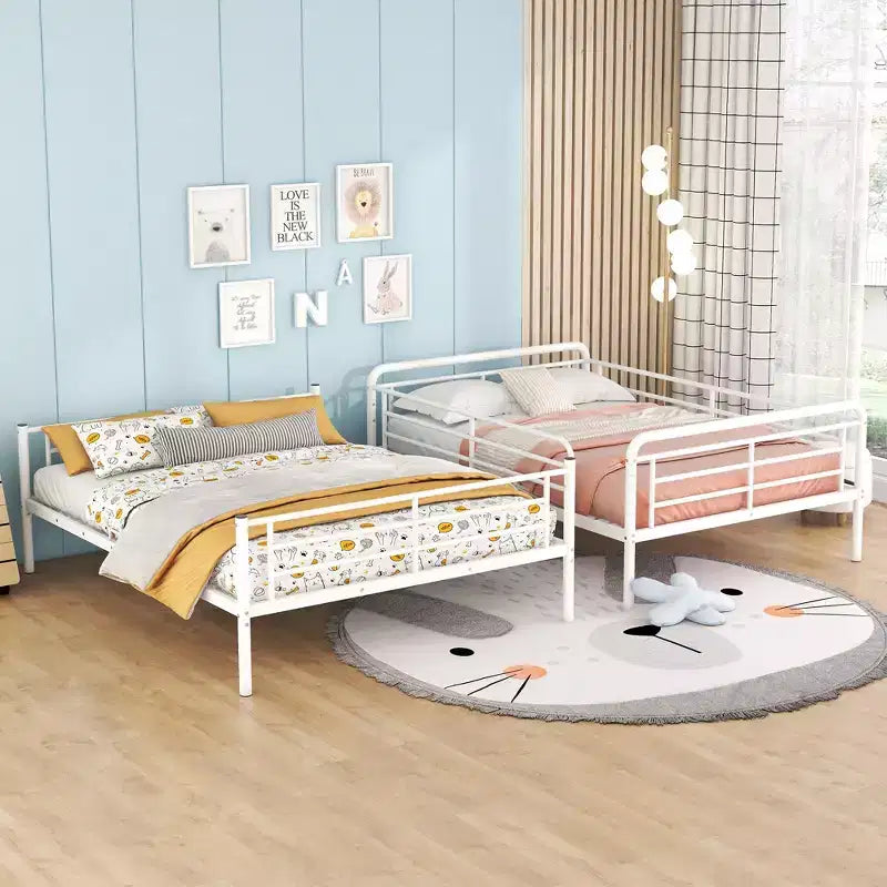 Metal Bunk Bed, Upper Area for an Approx. 137 × 203 cm Mattress and Lower Area for an Approx. 152 × 203 cm Mattress