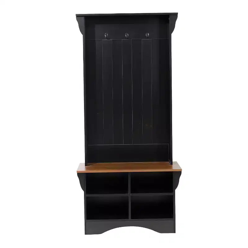 Arbre d'entrée Merrick Lane avec banquette, 3 patères simples et rangement inférieur avec étagères réglables