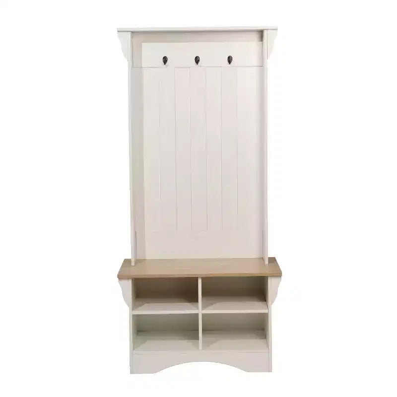 Arbre d'entrée Merrick Lane avec banquette, 3 patères simples et rangement inférieur avec étagères réglables