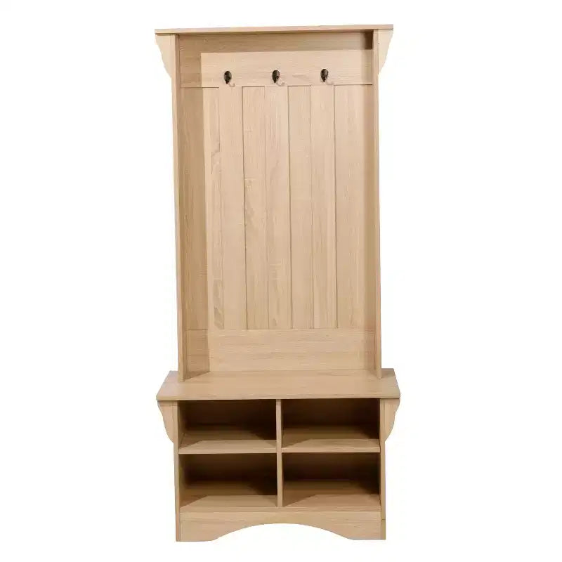 Arbre d'entrée Merrick Lane avec banquette, 3 patères simples et rangement inférieur avec étagères réglables