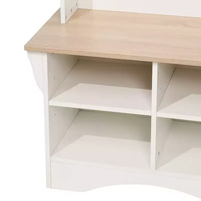 Arbre d'entrée Merrick Lane avec banquette, 3 patères simples et rangement inférieur avec étagères réglables