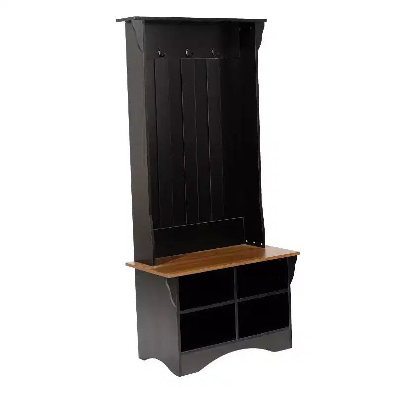 Arbre d'entrée Merrick Lane avec banquette, 3 patères simples et rangement inférieur avec étagères réglables