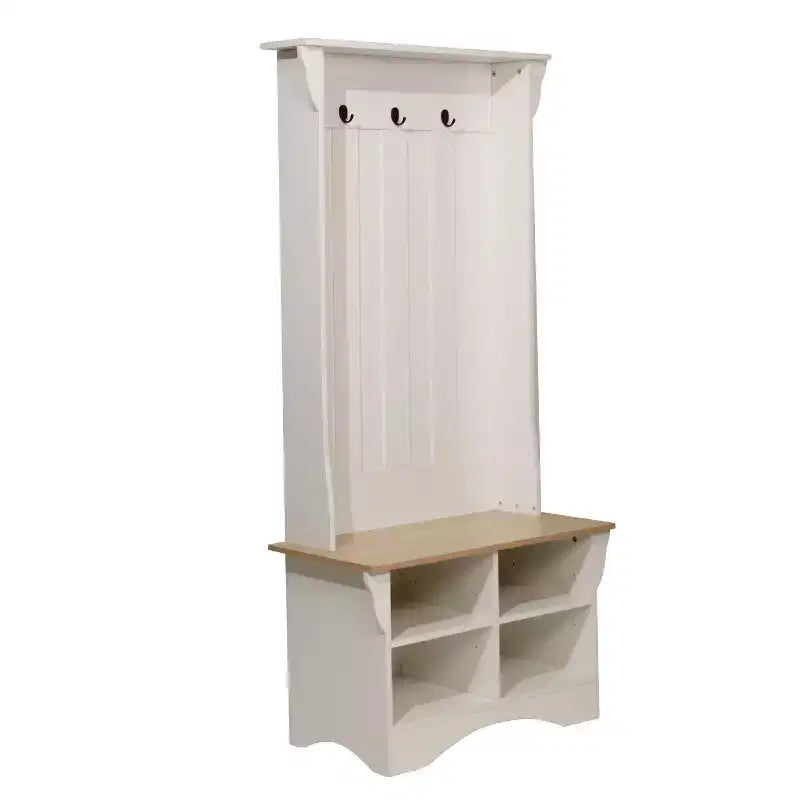 Arbre d'entrée Merrick Lane avec banquette, 3 patères simples et rangement inférieur avec étagères réglables