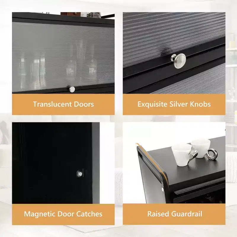 Meuble de cuisine à 5 niveaux Costway avec étagère de rangement, chariot à micro-ondes mobile et portes relevables (blanc/noir/gris/vert)