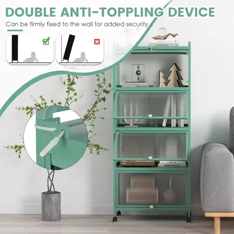 Meuble de cuisine à 5 niveaux Costway avec étagère de rangement, chariot à micro-ondes mobile et portes relevables (blanc/noir/gris/vert)
