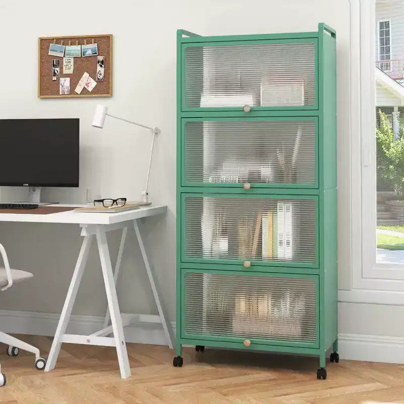 Meuble de cuisine à 5 niveaux Costway avec étagère de rangement, chariot à micro-ondes mobile et portes relevables (blanc/noir/gris/vert)